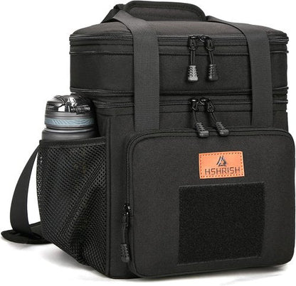 HSHRISH Tactical Lunch Box - Durable Insulated Cooler Bag for Men | Expandable, 20 Can Capacity, Black