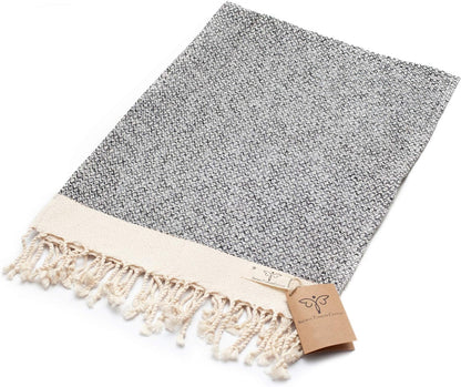 SMYRNA TURKISH COTTON Vintage Series Hand Towels, 16x40 inch, Set of 2, Gray