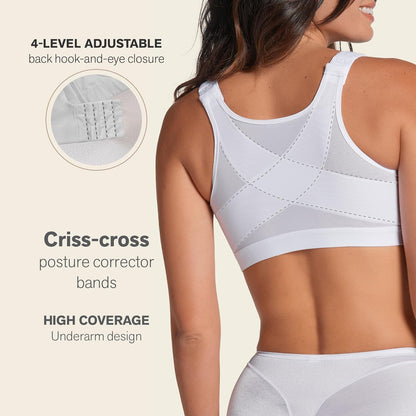 Leonisa Multi-Functional – Posture Corrector Bra Wireless Front Closure Bra for Women Full Coverage
