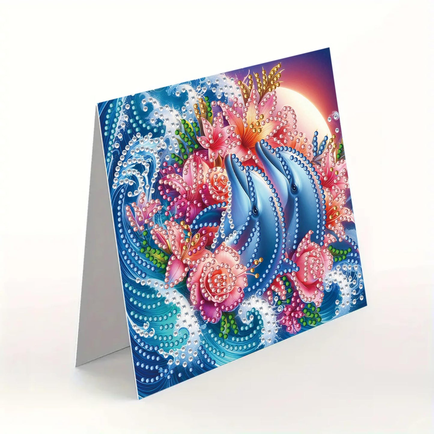 MaiYiYi 6 Pack DIY Dolphin Diamond Painting Greeting Cards Kit, Love Dolphin Diamond Art Cards with Envelopes, Lotus Diamond Art Greeting Cards for Family Friends Holiday Birthday
