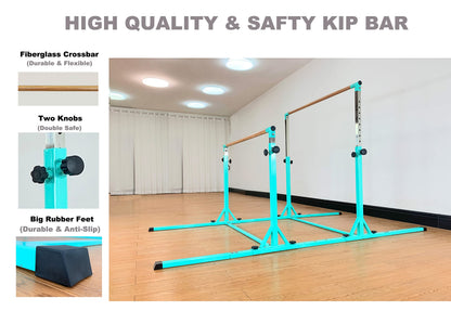 MARFULA Gymnastics Double Horizontal Bars 3Play Parallel Bars Uneven Bars Gymnastics Training Kip Bar with 304 Stainless Steel Regulating Arms & Fiberglass Rail for Indoor Outdoor Home Club Use