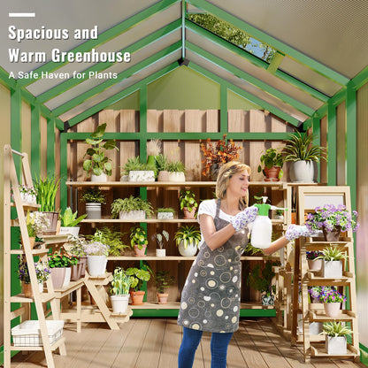 GarveeTech 6X10 FT Greenhouse, Polycarbonate Garden Greenhouse for Outdoors,Aluminum Frame Green House with Lockable Door and Adjustable Roof Vent, Ideal for Backyard Patio and Outside Growing