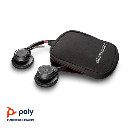 Plantronics - Voyager Focus UC (Poly) - Bluetooth Dual-Ear (Stereo) Headset with Boom Mic - USB-A Compatible with PC and/or Mac - Active Noise Canceling - Works with Teams (Certified), Zoom & more