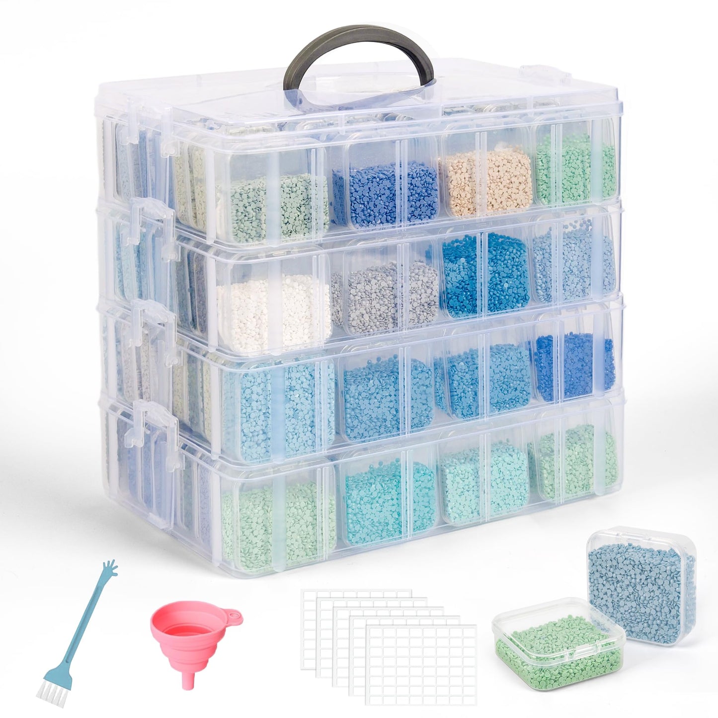Bead Storage Container, Craft Organizer Box Portable Organizer and Storage Box Stackable Plastic Cases for Bracelet Making DIY Jewelry Nail Charms (4-Tire Bead Organizer)