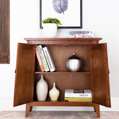 Leick Home Mission Hall Console Table, Solid Wood, 2-Door Storage with 1 Interior Shelf, Slim Profile, Easy Assembly, Russet Brown, 30 in L x 11 in D x 30 in H, Small Entryway Cabinet, 10001-RS