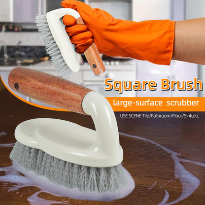 Attoshow 5-Pack Heavy Duty Scrub Brushes Set with Wooden Handles, Multi-Surface Scrubber for Kitchen, Bathroom, Tile & Grout, Includes Spherical, Triangle, Square & Dish Brush for Stubborn Stains