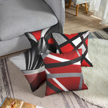 Emvency Set of 4 Throw Pillow Covers, Modern Abstract Red Stripes Gray Black White, 22x22 Inches Decorative Pillowcases