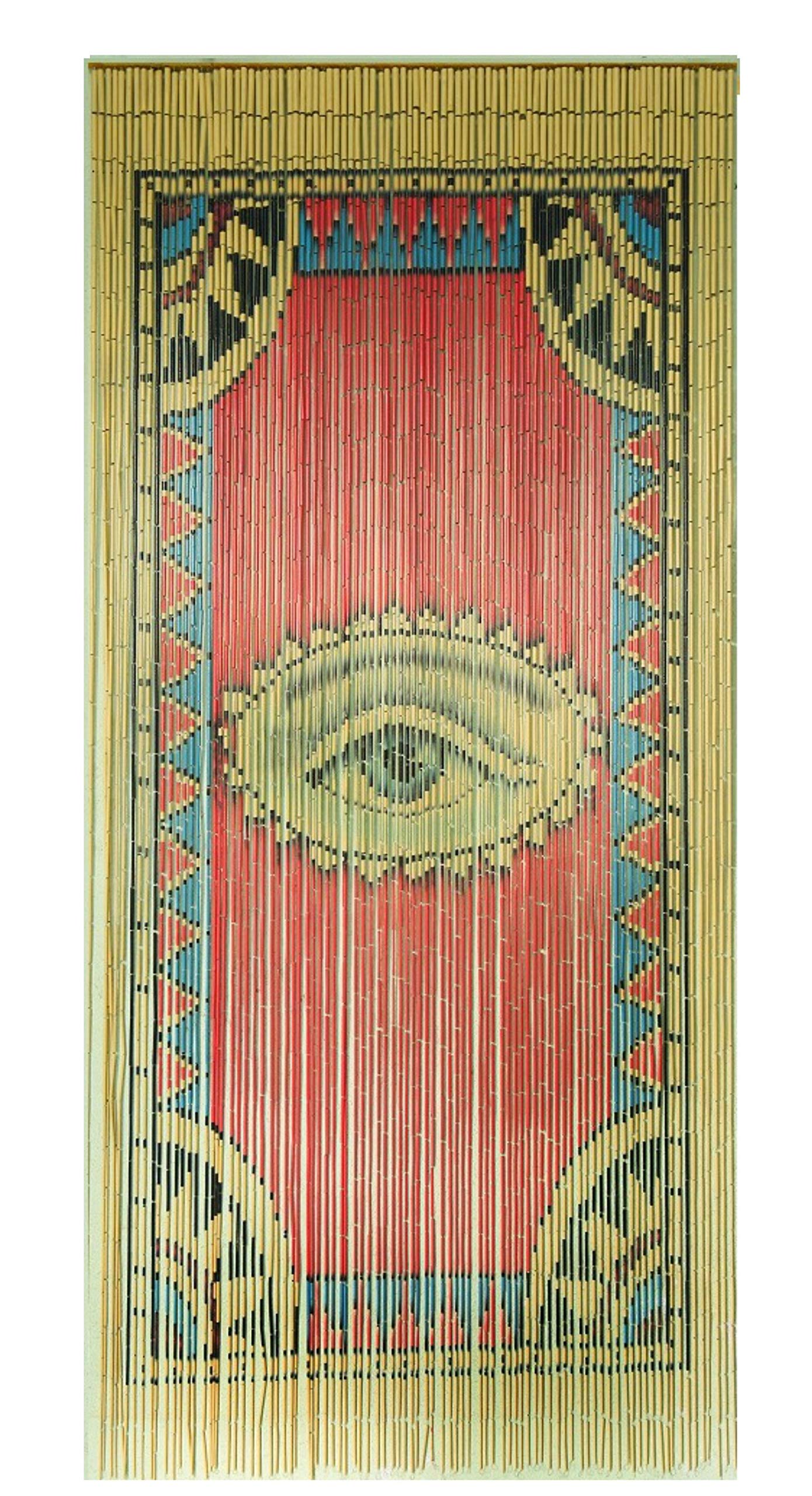 TACHILC Beaded Curtain for Doorway – Boho Door Beads Curtain 35.5 x 78 Inches - 90 Strings, Hand-Painted Eye Design, Natural Room Divider for Modern Boho Home Decor