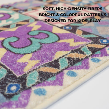 saihe Hopscotch Rug for Kids – Ultra Soft Faux Cashmere Play Mat (59"x26") – Educational Activity Rug with Non-Slip & Washable Design, 2 Bean Bags & Oxford Storage Bag for Nursery, Home & Classroom