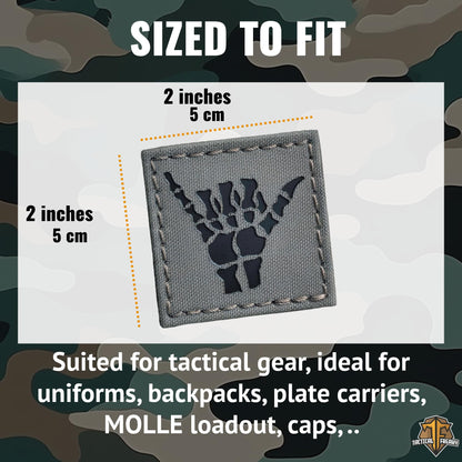 Shaka Hang Loose Skeleton Bones Compatible with Velcro, Surfer Funny Morale Laser-Cut Patches for Backpacks, Caps, Plate-Carrier (Ranger Green Solid Black)