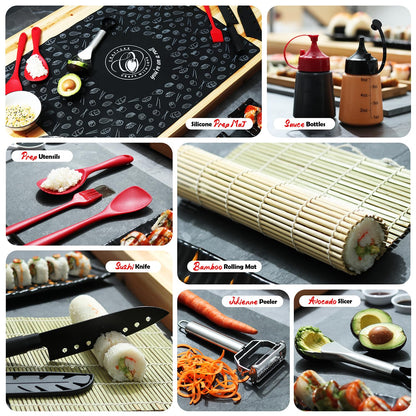 CraftZee All-Inclusive 𝗣𝗥𝗘𝗠𝗜𝗨𝗠 Sushi Making Kit for Beginners & Professionals - Sushi Maker with Rice Cooker, Reusable Chopsticks, Bazooka, Sushi Roller, Book - Sushi Kit for Family BPA-Free