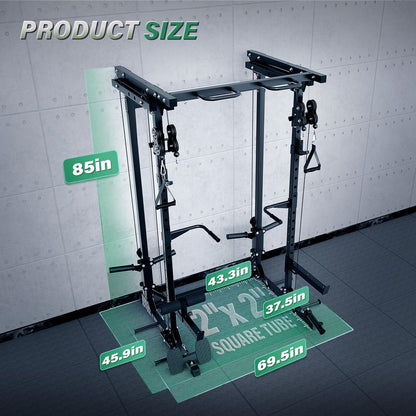 MAJOR FITNESS Drone3 Power Rack, 2500lbs Multi-Function Home Gym Squat Rack with Dual Pulley System, Pull-Up Bar & J-Hooks, Heavy-Duty Steel Frame for Maximum Stability & Strength Training