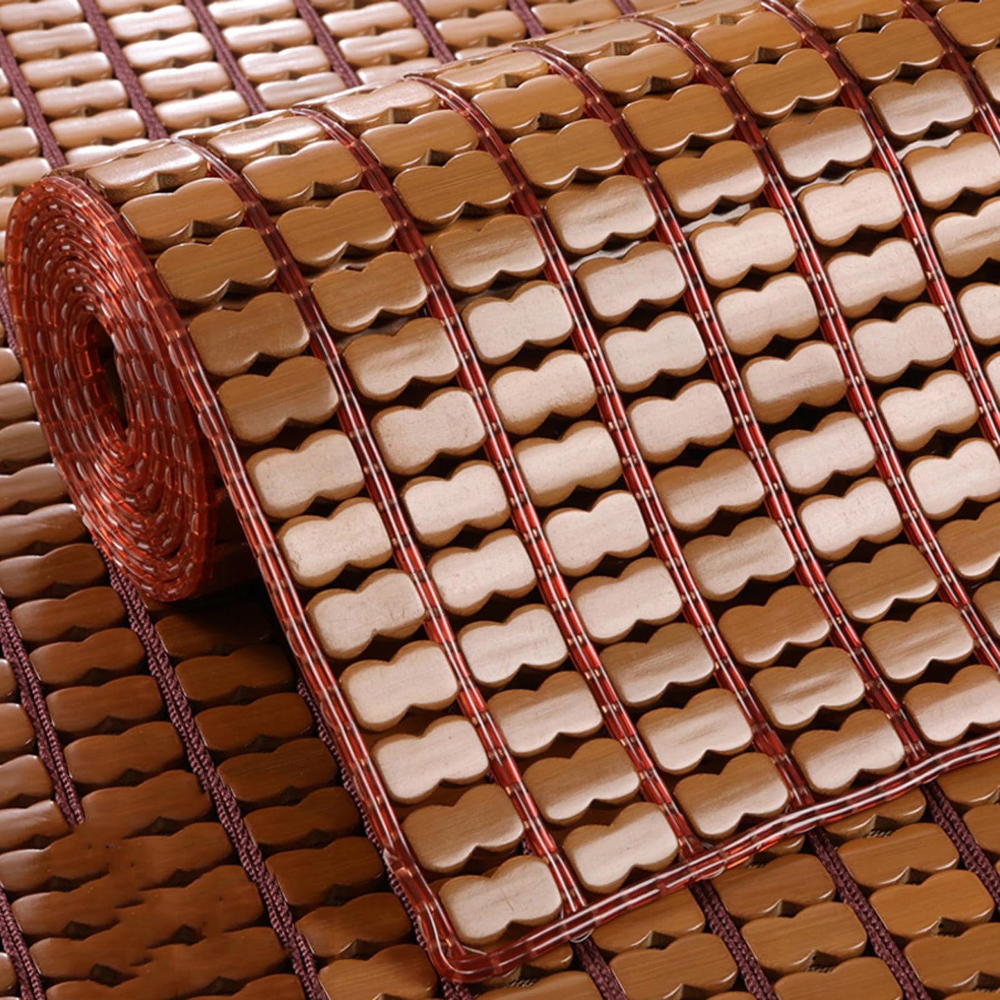 Cooling Bamboo Bed Mat - Breathable Summer Sleeping Pad for Single & Double Beds Sofas Floors & Chairs - Foldable Soft Comfortable Cooling Mat for Mahjong & Relaxation