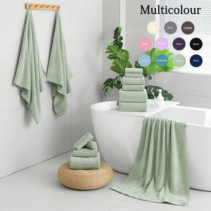 18 Set,100% Loops-6 Towels,6 Towels,6 Ycosy Piece Bath Towels Microfiber Family Bathroom Towel with Hanging Bath Hand