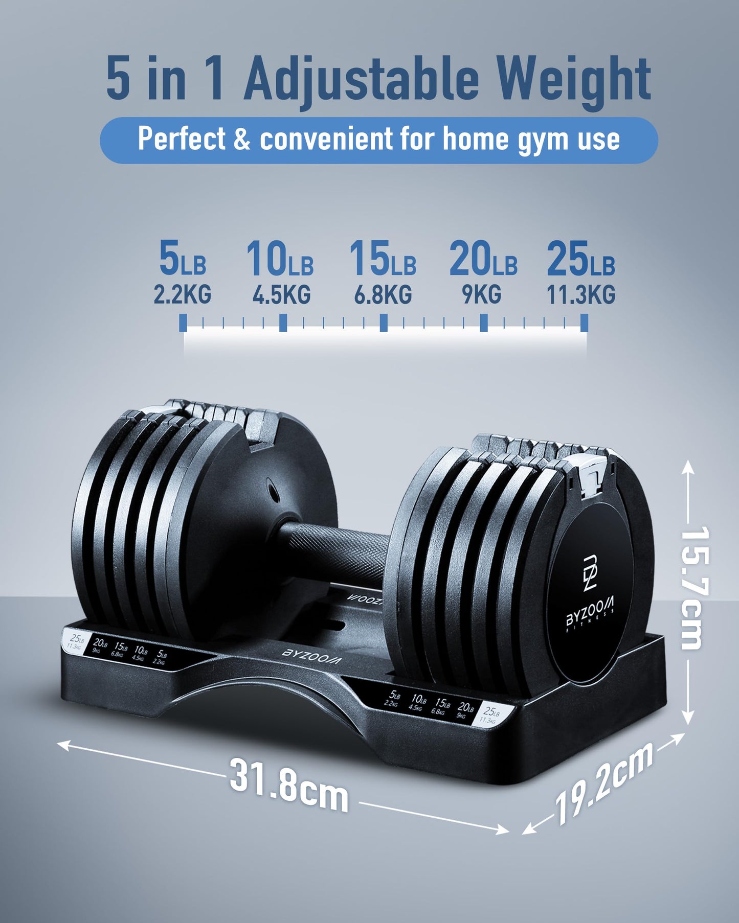 BYZOOM FITNESS 25lb Adjustable Dumbbell & Dumbbell Stand Set