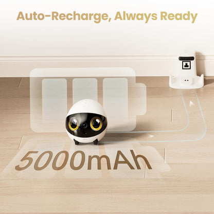 Enabot EBO Air 2S FamilyBot Home Robot Camera: 2.5K Indoor Pet Cam, Movable Robot Camera, 2-Way Video, Auto-Recharge, Long Battery Life, Custom Facial Image, Night Vision