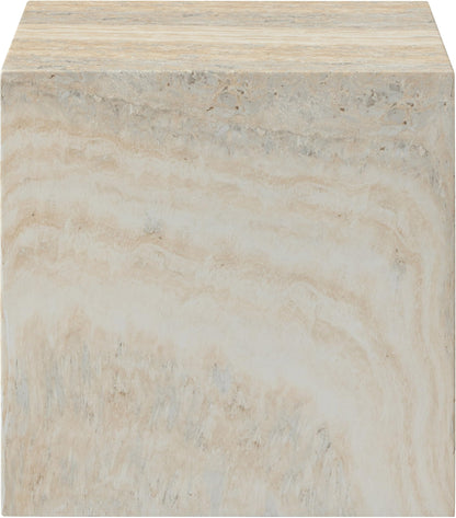 Meridian Furniture 99029Travertine-ET Piazza Collection Art Deco Indoor/Outdoor Concrete End Table with Travertine Finish, 16" W x 16" D x 16" H, Travertine