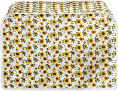 Sunflower Bee 2 Slice Toaster Cover, Machine Washable Polyester Kitchen Decor, Greasy Protector, Dust Cover