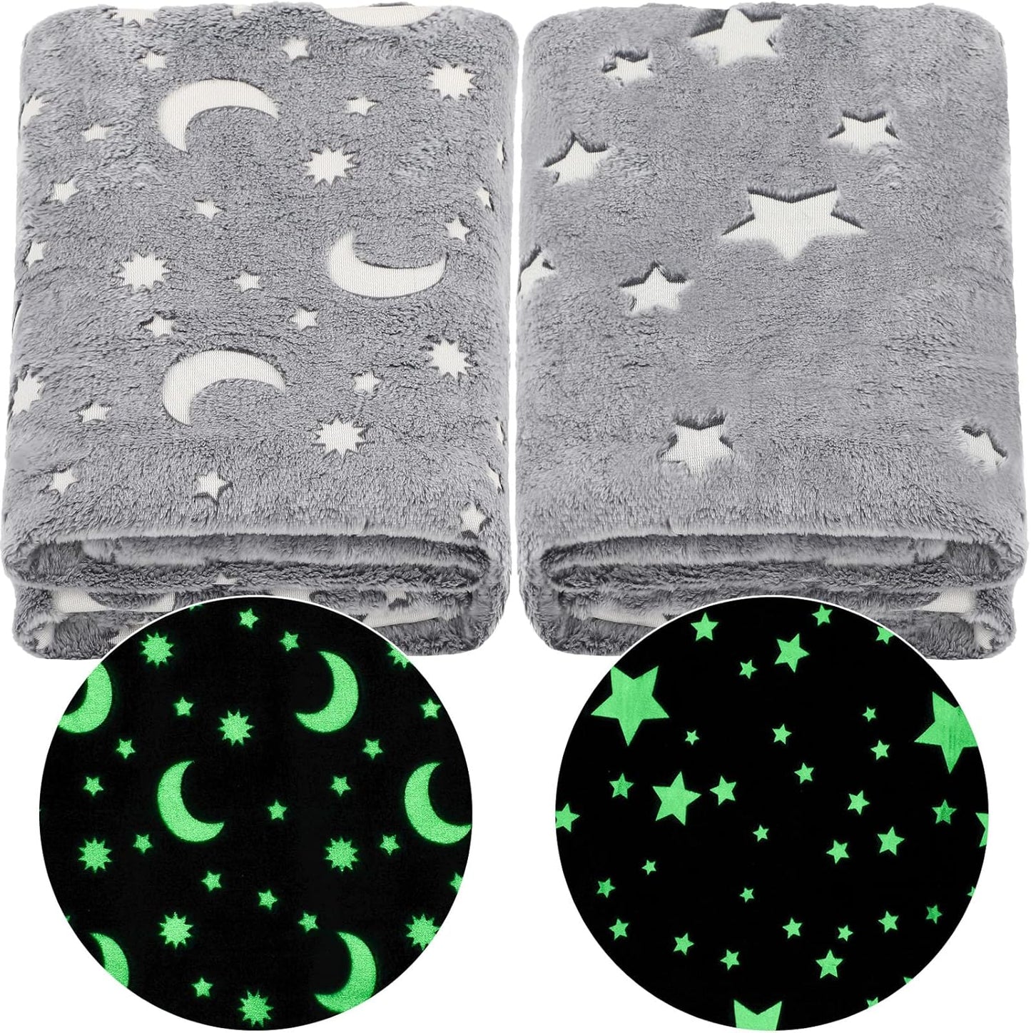 2 47 59 Inch Pcs Glow in the Dark Throw Blanket Christmas Birthday Gifts for Kids, Flannel Fleece Soft Warm Kid Throw