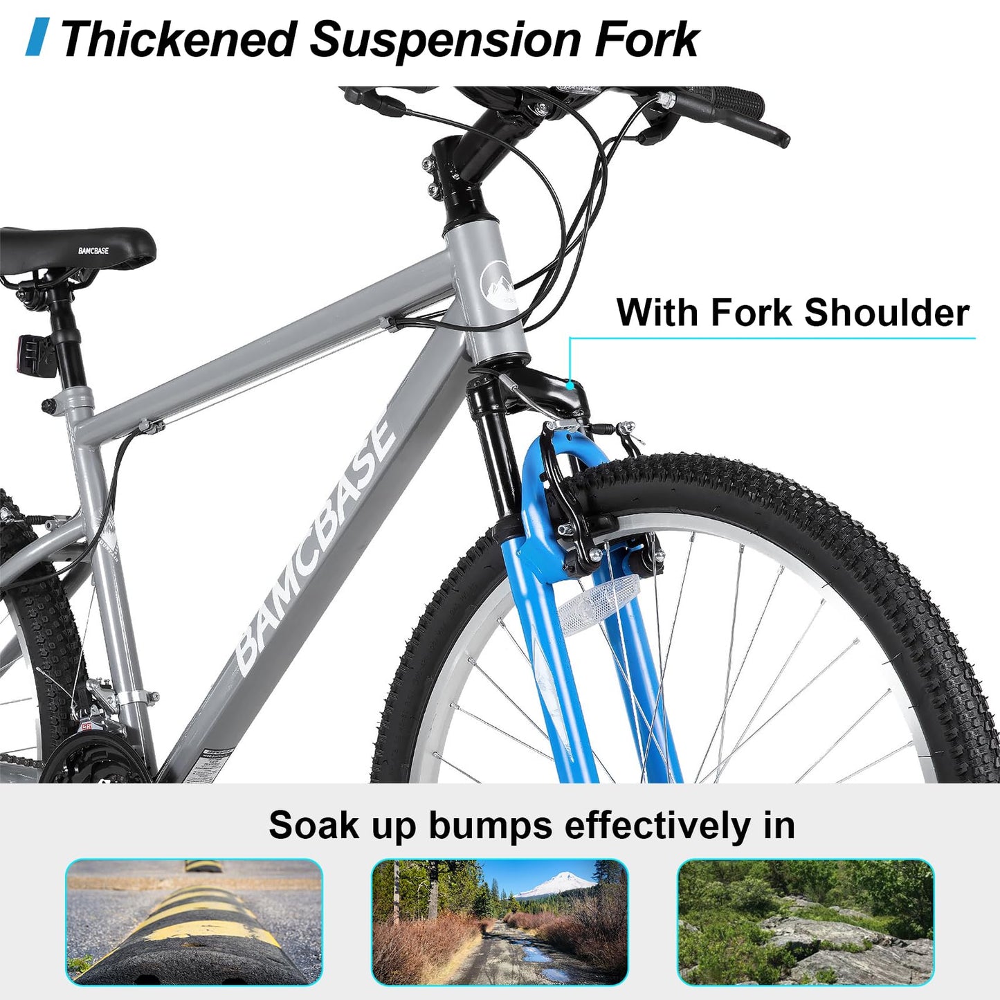 HH HILAND 27 Inch Mountain Bike, Mens Womens MTB with 18 Speeds, High-Tensile Steel Frame, V Brake, Hardtail Bicycle for Adults Gray