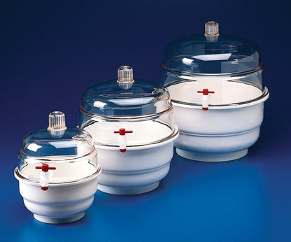 SP Bel-Art “Space Saver” Vacuum Desiccator, Clear White Polypropylene Bottom with Flat Dome Top, Airtight Seal for Moisture Control, 0.09 cu ft Vacuum Chamber for Lab Storage & Sample Protection Made in USA