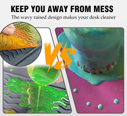 Heat-Resistant Silicone Craft Mat 16x12 Inch | Non-Slip Epoxy Resin Art Mat with Tool Organizer | Textured Surface for Jewelry, Coasters | Durable & Easy Cleanup