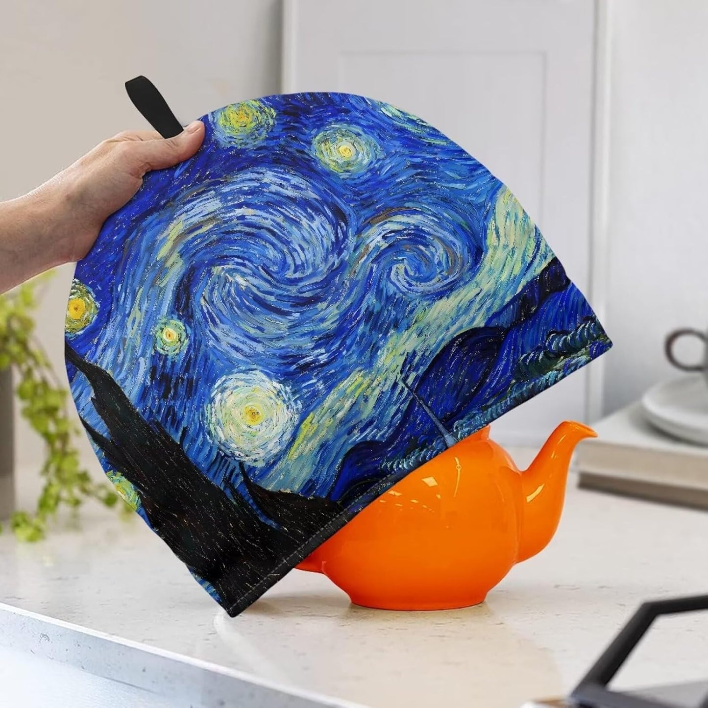 Vintage Tea Cozy for Kettle, Cotton Teapot Cover Warmer, Van Gogh Starry Night Design for Home Kitchen