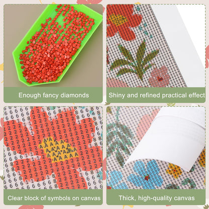 Yeaqee 4 Pcs Diamond Art Kits DIY Painting for Adult Aesthetic Wall Diamond Crafts Aesthetic Room Decor Cute Painting Pictures 5d Craft Wall Decor for Home 10 x 11.8''(Floral)
