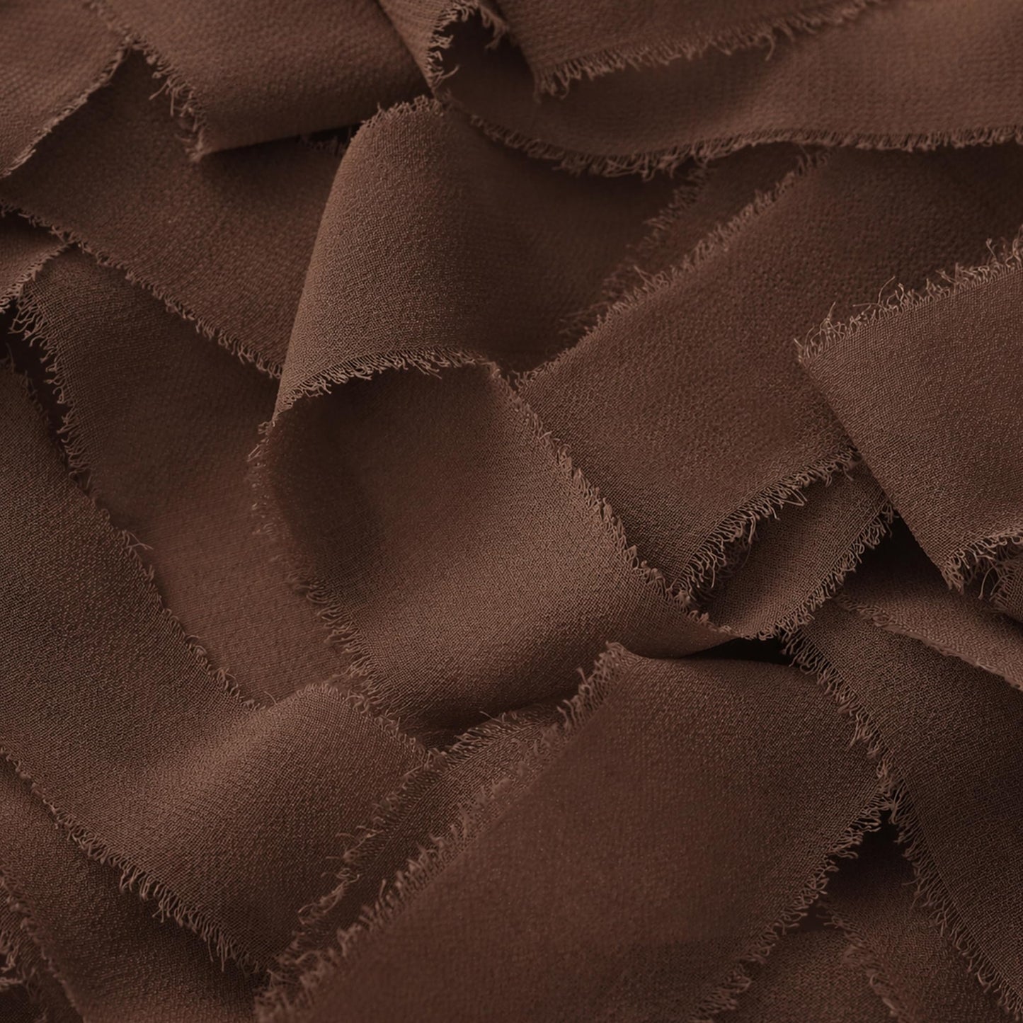 DORIS HOME Dark Brown Chiffon Ribbon for Flower Bouquet, 1" x21Yd Fabric Ribbon for Gift Wrapping, Handmade Frayed Ribbon for Wedding Invitations/Halloween Decorations