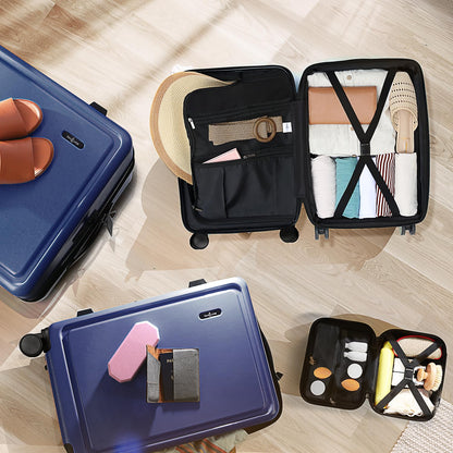TRAVELARIM Navy Hardshell Luggage Sets 4 Piece, Durable Suitcase Set, Travel Luggage Set with Integrated TSA Lock, 360° Spinner Wheels, Expandable Medium and Large Checked Suitcase, 20/24/28 Inch