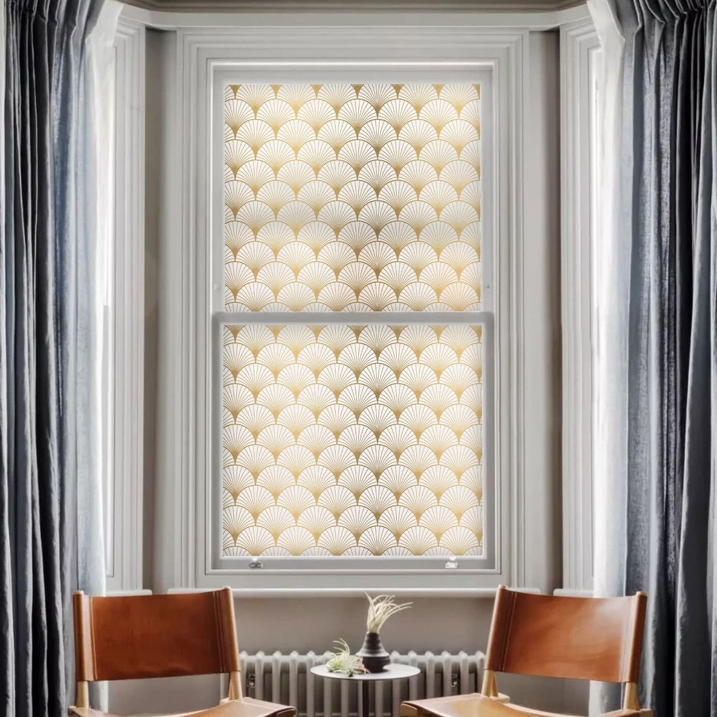 DKTIE Window Privacy Film, Frosted Glass Static Clings Non-Adhesive with Installation Tools, Modern Home Style