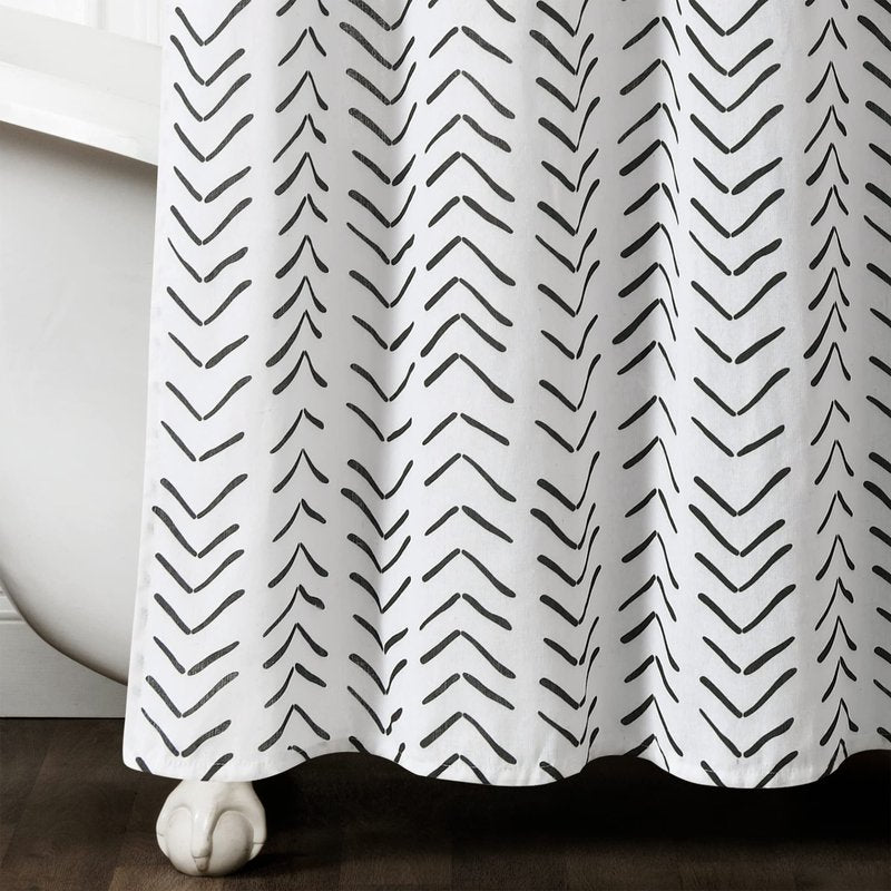 Lush Decor Hygge Modern Arrow Linen Look Shower Curtain, 72" X 72", Black & White