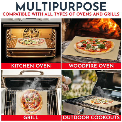 Large Pizza Stone for Oven – 15 x 12 inch Rectangular Pizza Stone for Grill, Even Heating for Perfect Crispy Crusts! Crack Resistant and Easy to Clean, Pizza Making Accessories