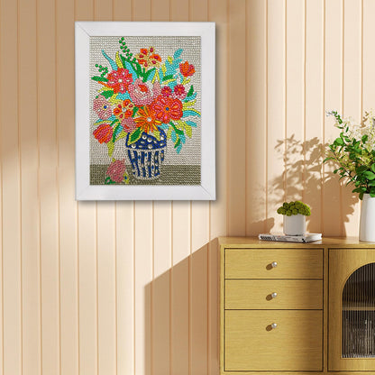 QIOUOL Flower Diamond Art Painting Kits for Kids Adults Beginners with Wooden Frame Girls Art Crafts Rhinestone Gem by Number Kits,Diamond Art Kits for Teens,Birthday Gifts and Office Decor