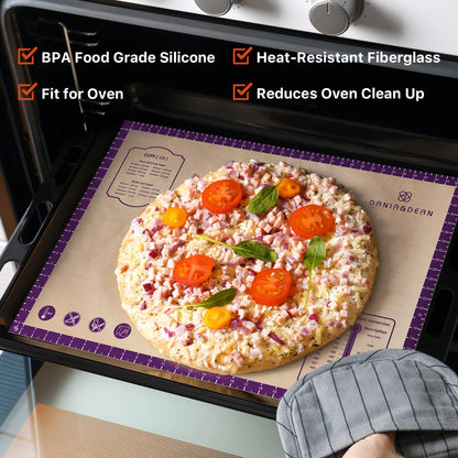 Baking Mat, 26" x 16" Silicone Extra Large Non Stick Baking Sheet Mat with Measurement Non-slip Dough Rolling Mat,Reusable Food Grade Silicone Counter Mat for Making Cookies,Macarons,Bread and Pastry