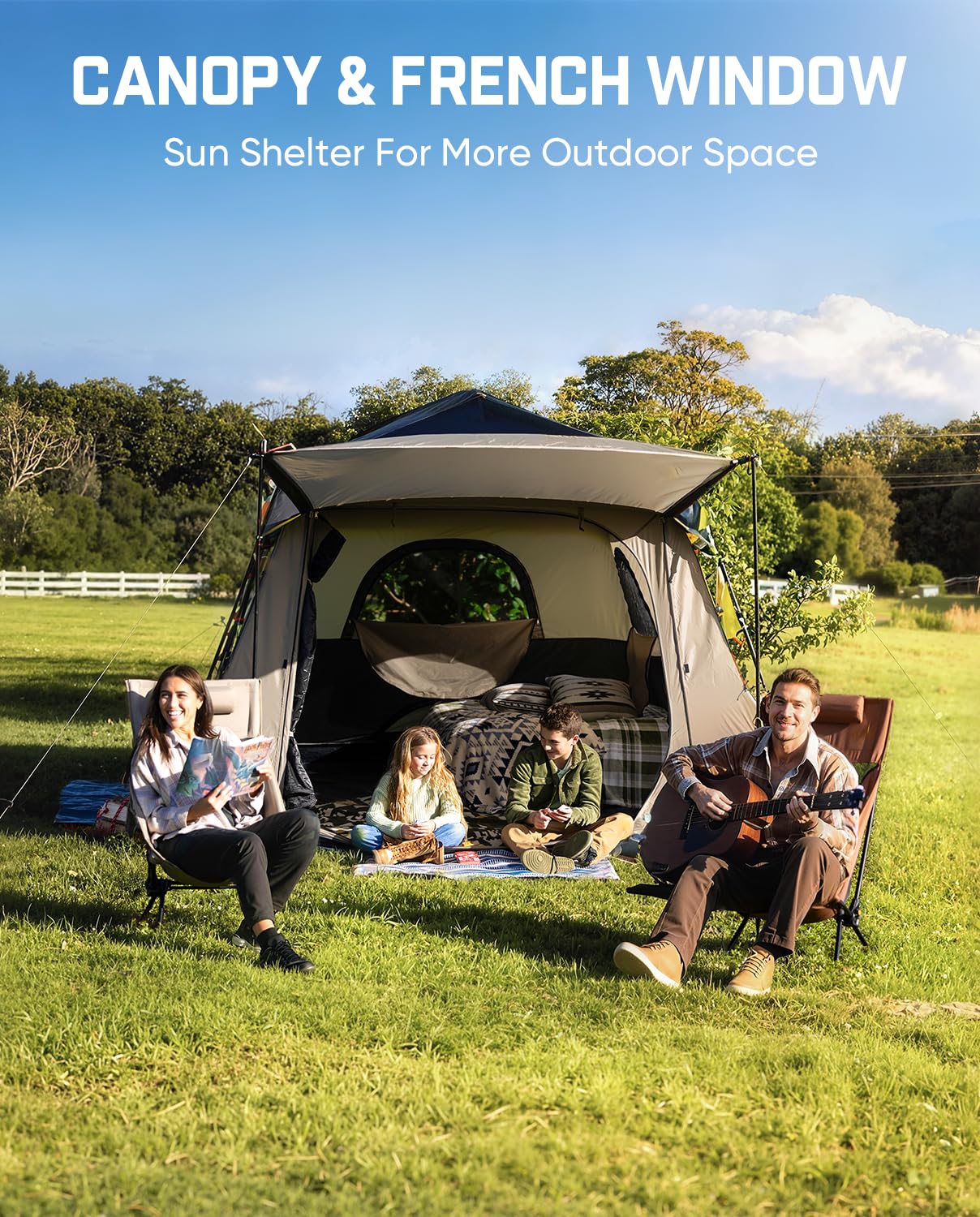 FanttikOutdoor Zeta C10 Apex Canopy Tent, 10 Person Instant Cabin Tent Setup in 60s, Family Tent with Carry Bag for Family Camping & Hiking, Waterproof, Upgraded Ventilation