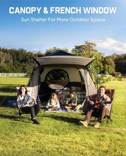 FanttikOutdoor Zeta C10 Apex Canopy Tent, 10 Person Instant Cabin Tent Setup in 60s, Family Tent with Carry Bag for Family Camping & Hiking, Waterproof, Upgraded Ventilation
