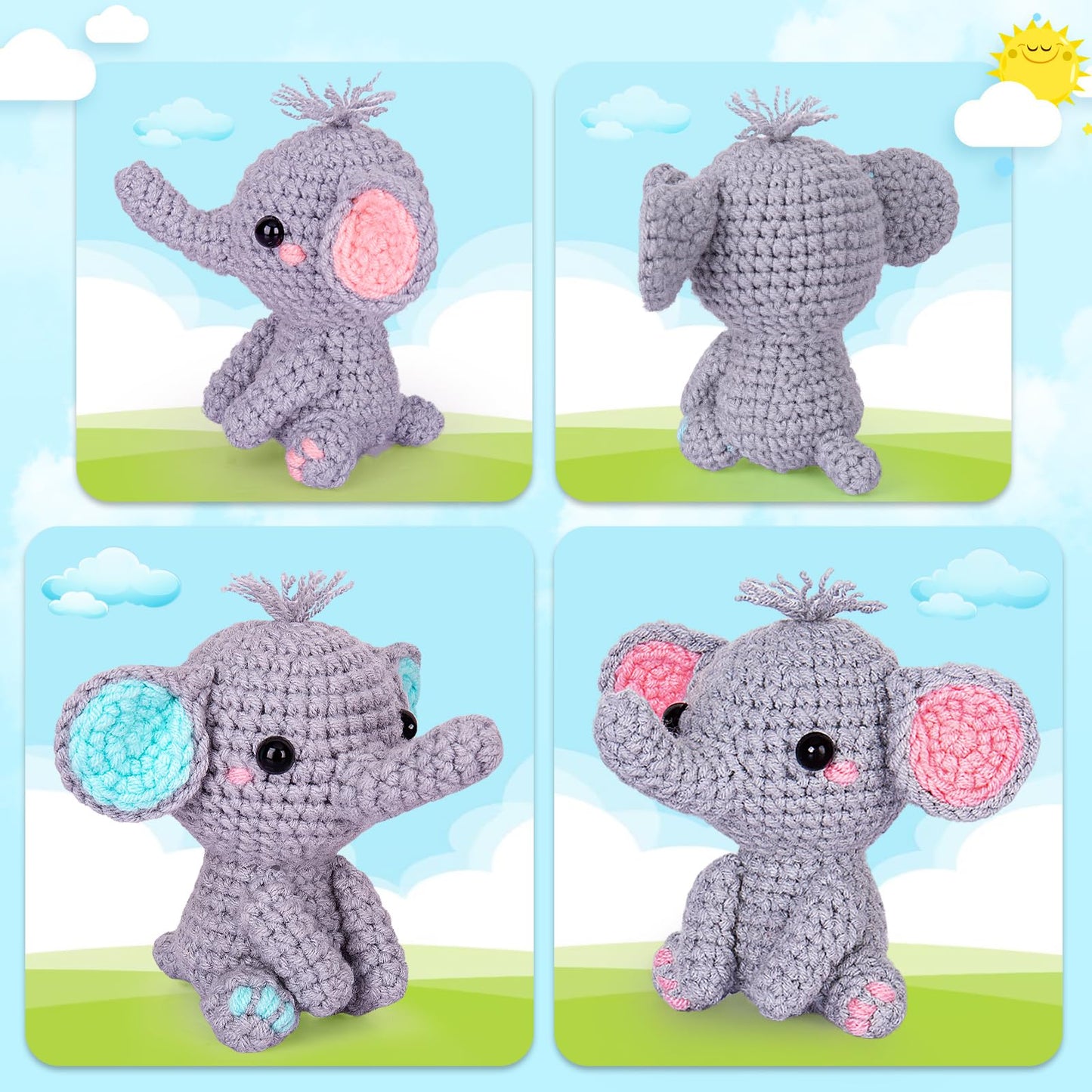 Crochet Kit for Beginner, Upgraded Easy Yarn Crochet Starter Kit w Step-by-Step Video Tutorials, Beginner Crochet Kit for Adults & Kids, Men & Women, Complete Kit Included, 3Pack Whale Family