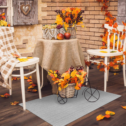 Small Door Mat Front Porch Rug, Washable 2'x3' White Gray Striped Cotton Rug for Bathroom Kitchen Laundry Room Indoor
