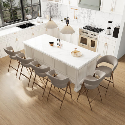 COLAMY Bar Stools Set of 4, 26" Counter Height Barstools with Backs, Modern Upholstered Bar Chairs with Metal Legs for Kitchen Island Counter, Dining Room, Taupe