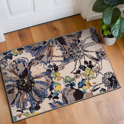 Rugshop Gray Large Floral Non-Slip Area Rug Fade Resistant for Living Room, Dining Room and Large Spaces, 10' x 14'
