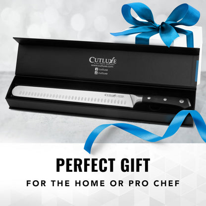Cutluxe Brisket Knife – 12" Carving & Slicing Knife for Meat & BBQ – Razor Sharp German Steel, Sheath Included, Ergonomic Full Tang Handle Design, Grilling Gifts for Men – Artisan Series