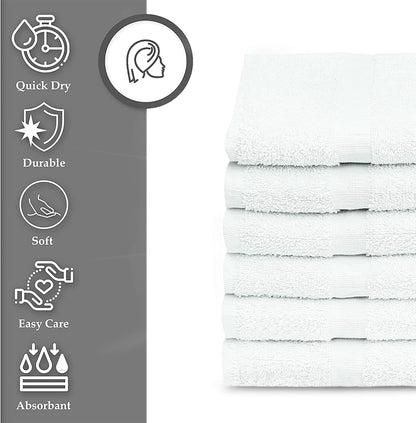 12 (20x40 Inches) GOLD TEXTILES Pcs New White Cotton Blend Terry Bath Towels Salon/Gym Towels Light Weight Fast Drying