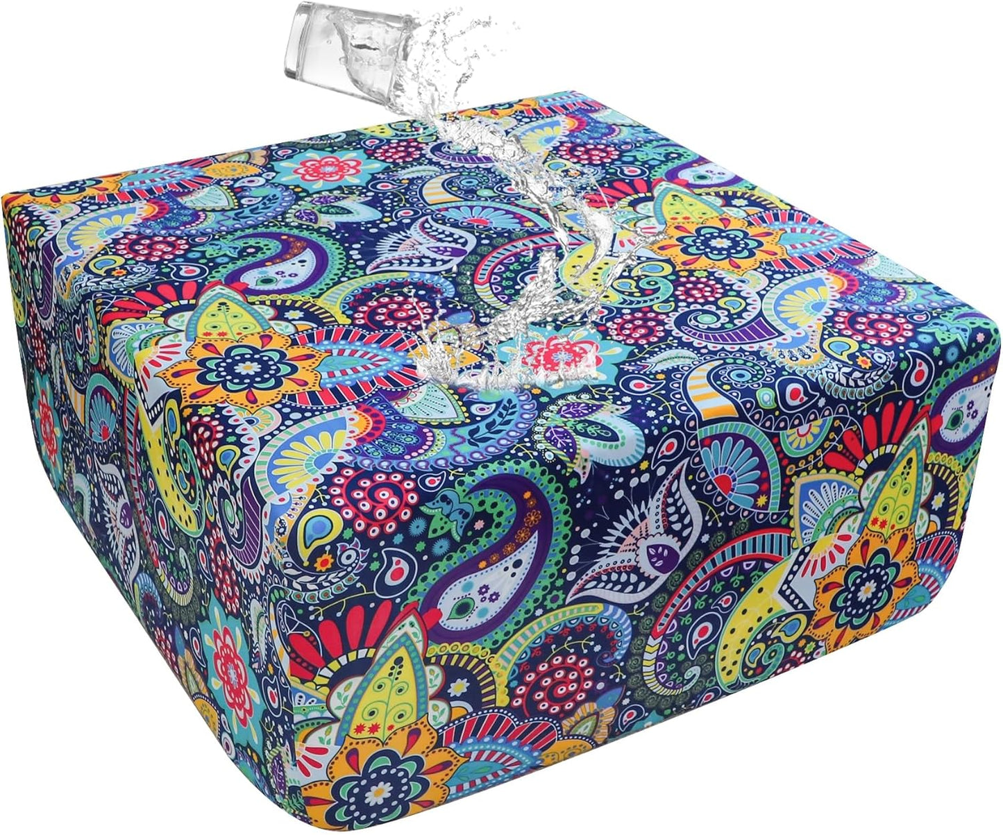 20"-22" Stretch Ottoman Cover Rectangular Waterproof Medium Printed Boho Footstool Cover Fit Width Foot Stool Ottoman