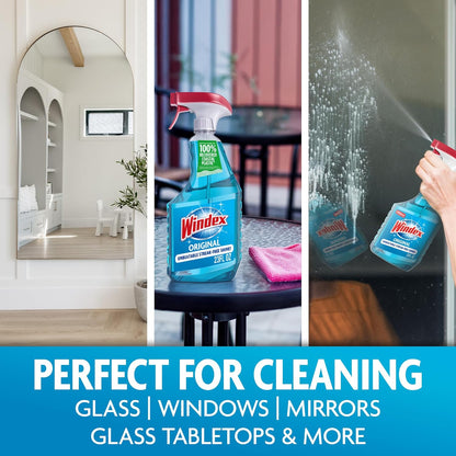 Windex Glass Cleaner Spray - Original Blue Scent, 23 Fl Oz | Leak-Proof Design for Effortless Cleaning