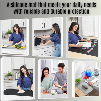 Extra Large Silicone Mats for Crafts with "Edge Protection" – Silicone Table Mat – Multipurpose Heat Resistant Silicone Mat – No Folds or Wrinkles – 1.4mm Thick, 36"x24", Black