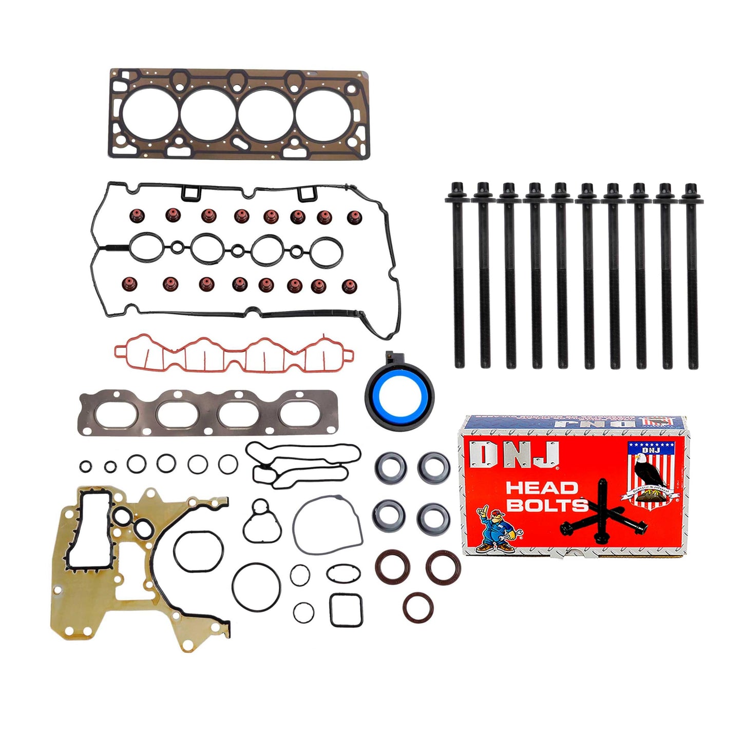 DNJ HGB340 Cylinder Head Gasket Set with Head Bolt Kit for 2009-2011 Chevrolet Pontiac Aveo Aveo5 G3 1.6L L4 16V DOHC 1598cc
