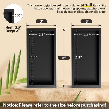 Black Bamboo Kitchen Drawer Organizer Bins for Silverware, Utensils, Cutlery, Stackable Storage