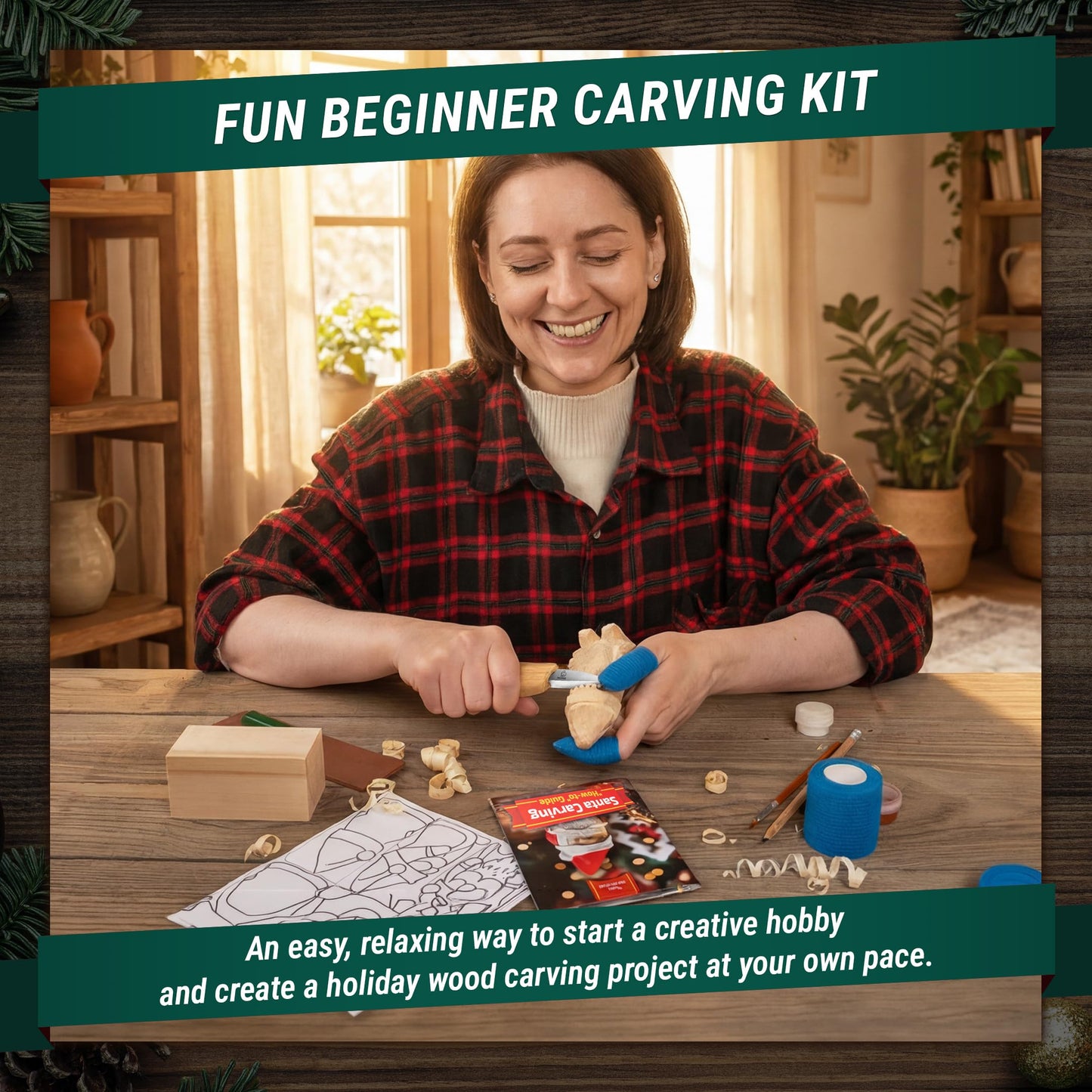 BeaverCraft DIY06 Santa Whittling Kit – Wood Carving Kit for Beginners – Wood Carving Tools Set, Diy Crafts for Adults – Woodworking Kits for Kids&Teens – Hobby Kits for Adults, Woodworking Gifts