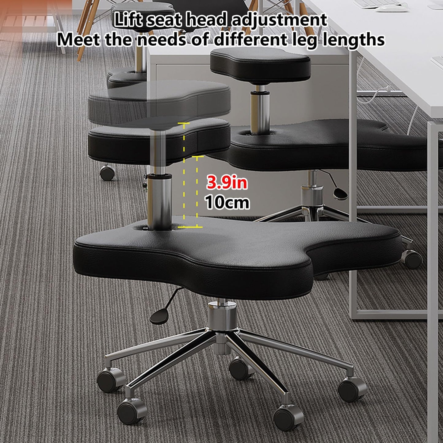 Office Chair Cross Legged Chair，Meditation Chair, Ergonomic Kneeling Chair, Cross-Legged Chair, Height-Adjustable Posture Corrective Chairr for Office and Home, Relieving Back and Neck Pain